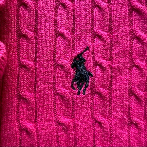 Ralph Lauren Girls Cable Knit Cardigan Pink Button Up Ruffle Size M (AU 3/4) - Picture 6 of 8